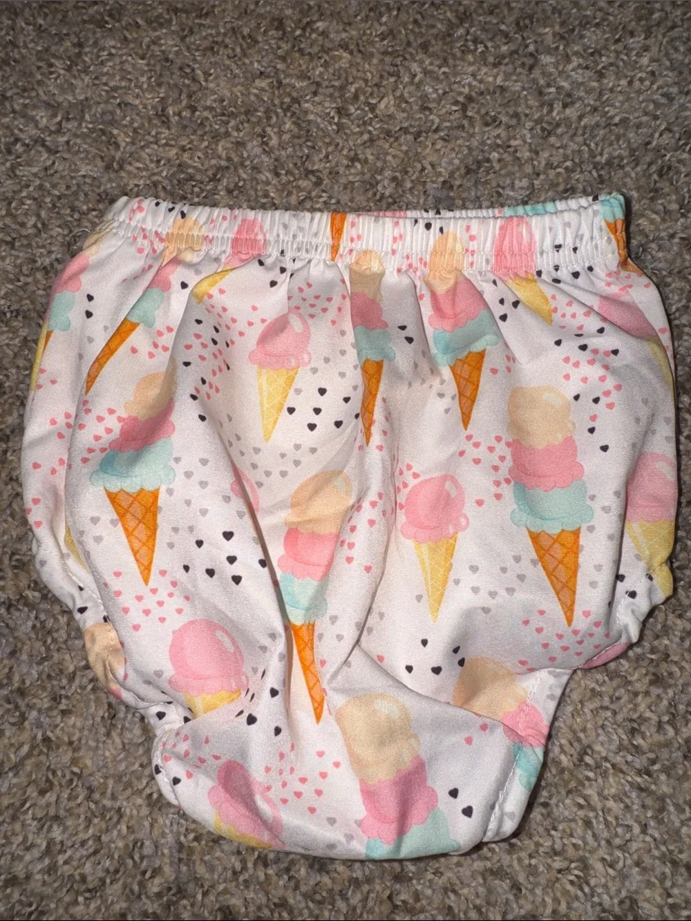 Kids Ice Cream Print Bloomers - White & Pink
